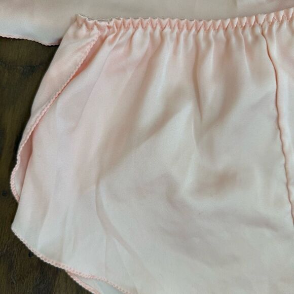 Vintage 80s Victoria’s Secret Cami Shorts Sleep Set Pajamas Peachy Pink M - Picture 3 of 9